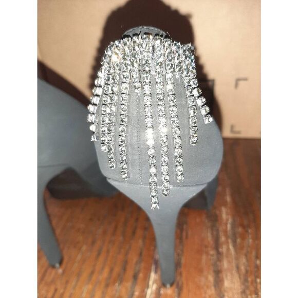 Sz 7 Andiamo Black Rhinestone Bling Stiletto Pump High Heels Prom Wedding Shoes - Picture 5 of 6